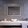 LED tükör - fényerő + színhőfok állítás + páramentesítő + óra - 75 x 100 cm