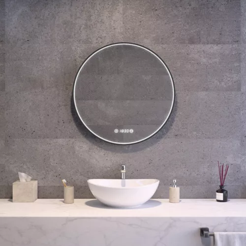 Welland Luxury-Line G783 LED tükör - fényerő + színhőfok állítás + páramentesítő + óra - Ø 60 cm