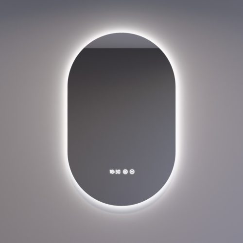 LED tükör - fényerő + színhőfok állítás + páramentesítő + óra - 50 x 80 cm