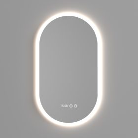 LED tükör - fényerő + színhőfok állítás + páramentesítő + óra - 50 x 80 cm