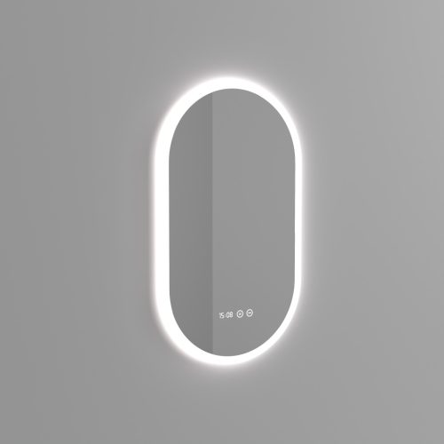 LED tükör - fényerő + színhőfok állítás + páramentesítő + óra - 50 x 80 cm