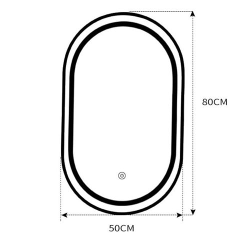 LED tükör - fényerő + színhőfok állítás + páramentesítő + óra - 50 x 80 cm