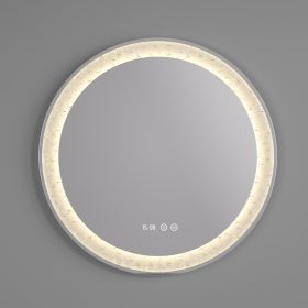 Welland Carrara LED tükör - LED tükör - fényerő + színhőfok állítás + páramentesítő + óra - Ø 60 cm