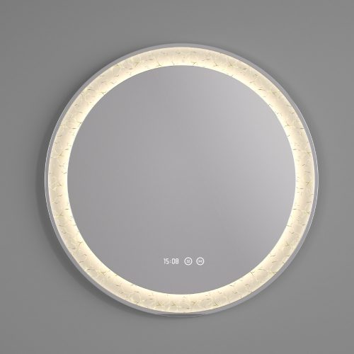 Welland Carrara LED tükör - LED tükör - fényerő + színhőfok állítás + páramentesítő + óra - Ø 60 cm