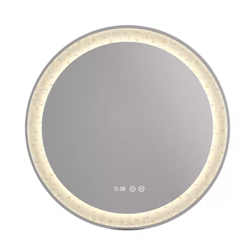 Welland Carrara LED tükör - LED tükör - fényerő + színhőfok állítás + páramentesítő + óra - Ø 60 cm