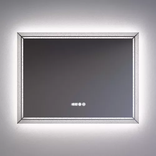 Welland Type-28 LED tükör - fényerő + színhőfok állítás + páramentesítő + óra  - 80 x 60 cm