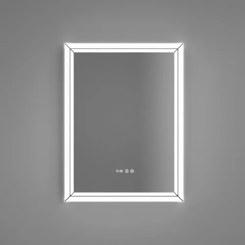 Welland Type-E05 LED tükör - LED tükör - fényerő + színhőfok állítás + páramentesítő + óra - 60 x 80 cm