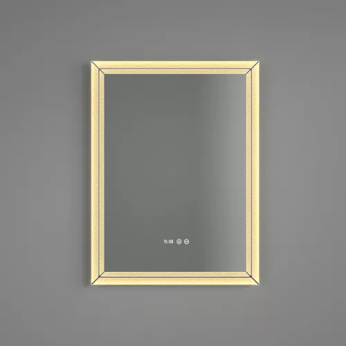 Welland Type-E05 LED tükör - LED tükör - fényerő + színhőfok állítás + páramentesítő + óra - 60 x 80 cm