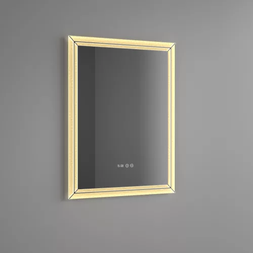 Welland Type-E05 LED tükör - LED tükör - fényerő + színhőfok állítás + páramentesítő + óra - 60 x 80 cm