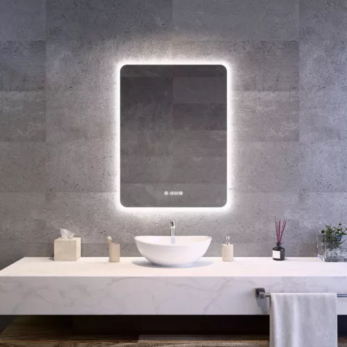 Welland Luxury-Line G790 LED tükör - fényerő + színhőfok állítás + páramentesítő + óra - 60 x 80 cm