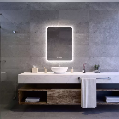 Welland Luxury-Line G790 LED tükör - fényerő + színhőfok állítás + páramentesítő + óra - 60 x 80 cm