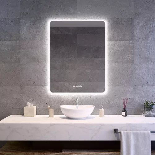Welland Luxury-Line Jinzor LED tükör - fényerő + színhőfok állítás + páramentesítő + óra - 70 x 90 cm