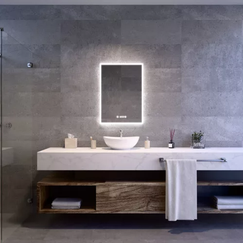 Welland Luxury-Line Sidlux LED tükör - fényerő + színhőfok állítás + páramentesítő + óra - 50 x 70 cm