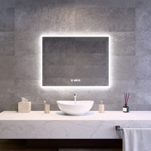 Welland Luxury-Line G774 LED tükör - fényerő + színhőfok állítás + páramentesítő + óra - 80 x 60 cm