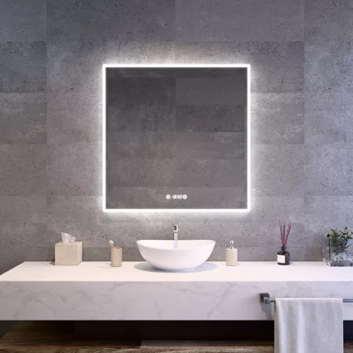 Welland Luxury-Line G772 LED tükör - fényerő + színhőfok állítás + óra - 80 x 80 cm