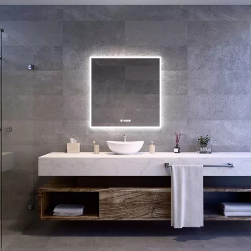 Welland Luxury-Line G772 LED tükör - fényerő + színhőfok állítás + óra - 80 x 80 cm