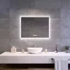 Welland Hugo LED tükör - fényerő + színhőfok állítás + páramentesítő + óra - 80 x 60 cm
