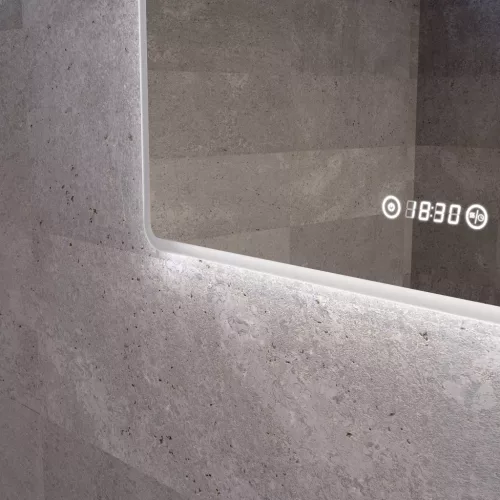 Welland Hugo LED tükör - fényerő + színhőfok állítás + páramentesítő + óra - 80 x 60 cm