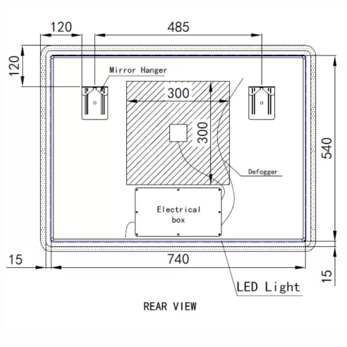 Welland Hugo LED tükör - fényerő + színhőfok állítás + páramentesítő + óra - 80 x 60 cm
