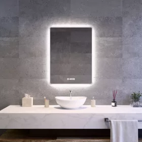   Welland Hugo LED tükör - fényerő + színhőfok állítás + páramentesítő + óra - 60 x 80 cm