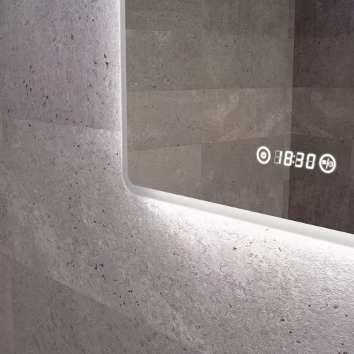 Welland Hugo LED tükör - fényerő + színhőfok állítás + páramentesítő + óra - 60 x 80 cm