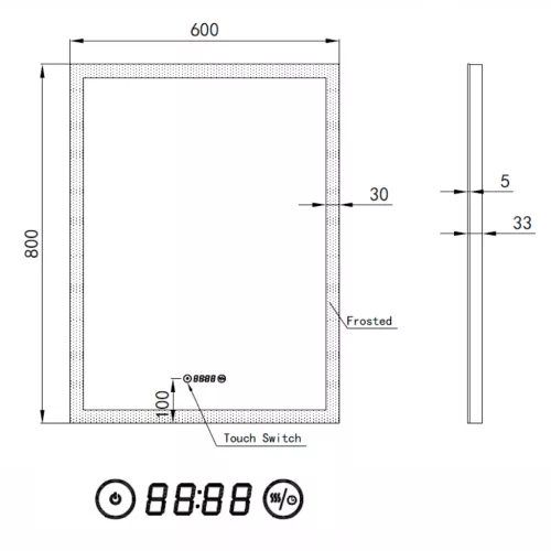 Welland Luxury-Line G799 LED tükör - fényerő + színhőfok állítás + páramentesítő + óra - 60 x 80 cm