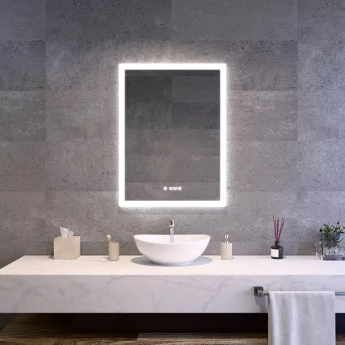 Welland Luxury-Line G799 LED tükör - fényerő + színhőfok állítás + páramentesítő + óra - 60 x 80 cm