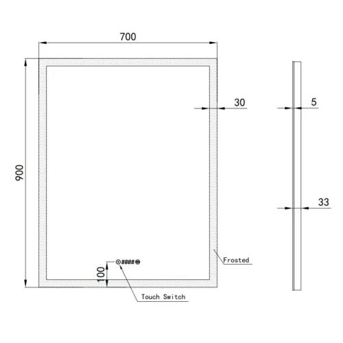 Welland Luxury-Line G799 LED tükör - fényerő + színhőfok állítás + páramentesítő + óra - 60 x 80 cm