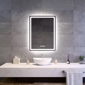 Welland Type-20V LED tükör - fényerő + színhőfok állítás + óra - 60 x 80 cm