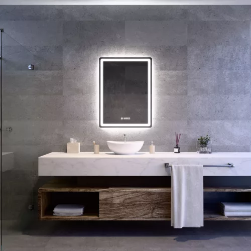 Welland Type-20V LED tükör - fényerő + színhőfok állítás + óra - 60 x 80 cm