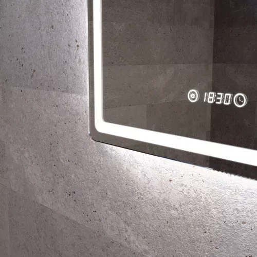 Welland Type-20V LED tükör - fényerő + színhőfok állítás + óra - 60 x 80 cm