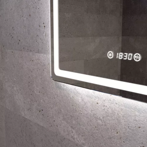 Welland Type-20V LED tükör - fényerő + színhőfok állítás + páramentesítő + óra - 60 x 80 cm