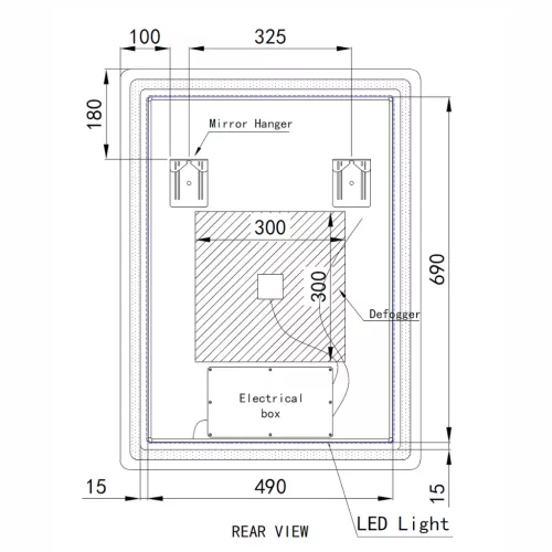 Welland Type-20V LED tükör - fényerő + színhőfok állítás + páramentesítő + óra - 60 x 80 cm