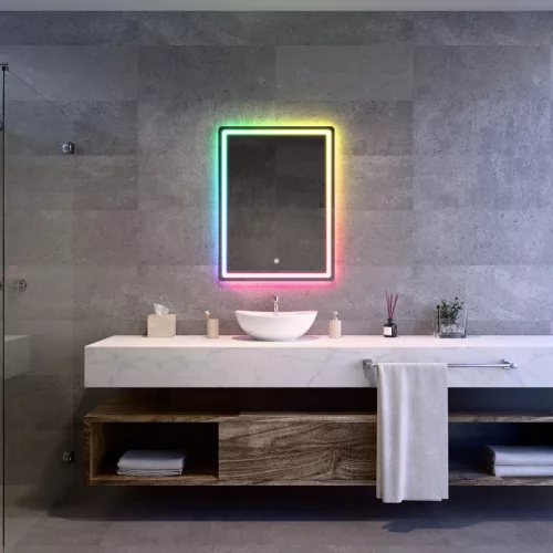 Welland Type-20V LED tükör - fényerő + színhőfok állítás - RGB - 60 x 80 cm