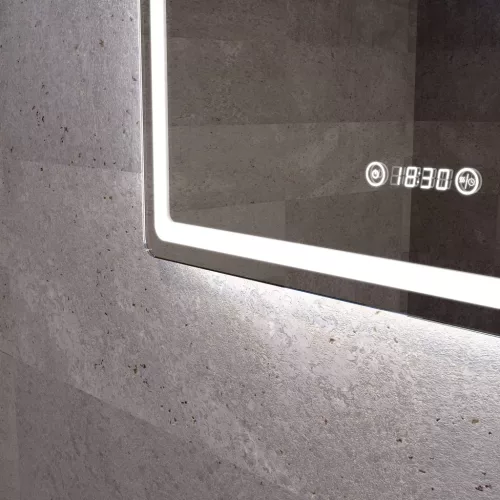 Welland Type-20V LED tükör - fényerő + színhőfok állítás + páramentesítő + óra - 70 x 90 cm