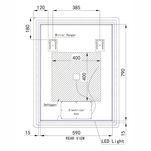 Welland Type-20V LED tükör - fényerő + színhőfok állítás + páramentesítő + óra - 70 x 90 cm