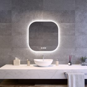   Welland Formia LED tükör - fényerő + színhőfok állítás + páramentesítő + óra - 70 x 70 cm