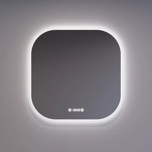 Welland Formia LED tükör - fényerő + színhőfok állítás + páramentesítő + óra - 70 x 70 cm