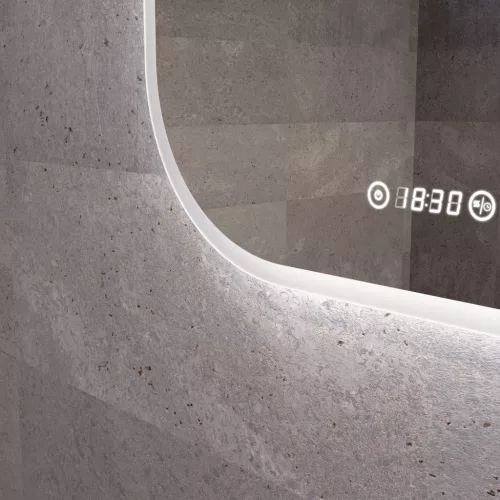 Welland Formia LED tükör - fényerő + színhőfok állítás + páramentesítő + óra - 70 x 70 cm