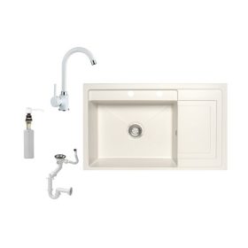   Vancouver V80-52BI Gránit mosogató + Csap + Adagoló (fehér)