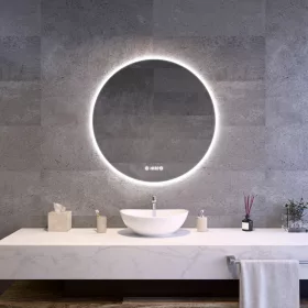   Welland Luxury-Line Sidlux LED tükör - fényerő + színhőfok állítás + páramentesítő + óra - Ø80 cm