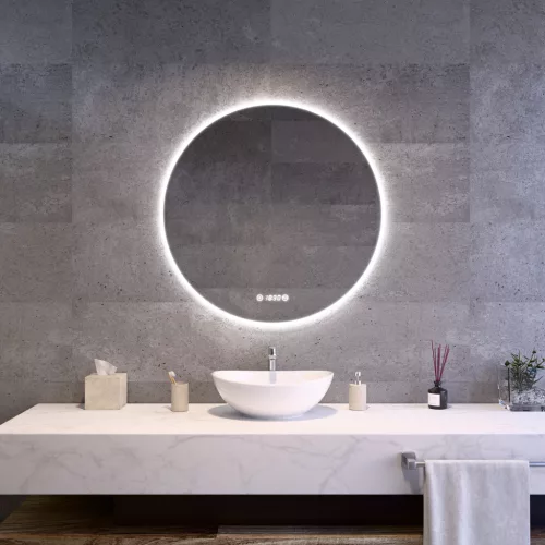 Welland Luxury-Line Sidlux LED tükör - fényerő + színhőfok állítás + páramentesítő + óra - Ø80 cm