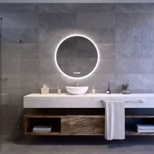 Welland Luxury-Line Sidlux LED tükör - fényerő + színhőfok állítás + páramentesítő + óra - Ø80 cm
