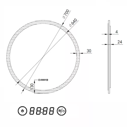 Welland Luxury-Line G799 LED tükör - fényerő + színhőfok állítás + páramentesítő + óra - 60 x 80 cm