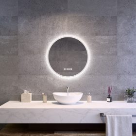  Welland Alpha LED tükör - fényerő + színhőfok állítás + páramentesítő + óra - Ø 60 cm