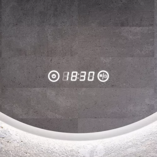 Welland Alpha LED tükör - fényerő + színhőfok állítás + páramentesítő + óra - Ø 60 cm