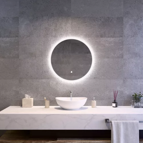 Welland Alpha LED tükör - fényerő + színhőfok állítás - 16 háttérszín - Ø 60 cm