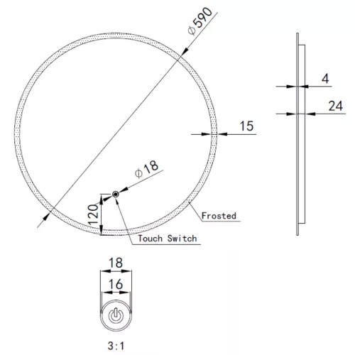 Welland Alpha LED tükör - fényerő + színhőfok állítás - Ø 60 cm