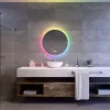Welland Alpha LED tükör - fényerő + színhőfok állítás + páramentesítő + óra - 16 háttérszín - Ø 70 cm