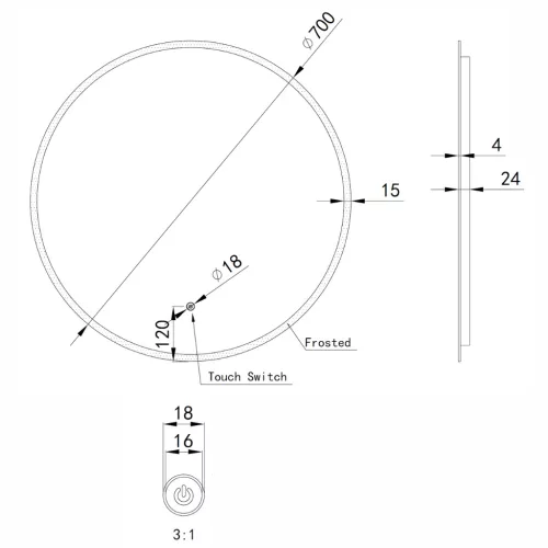 Welland Alpha LED tükör - fényerő + színhőfok állítás - Ø 70 cm